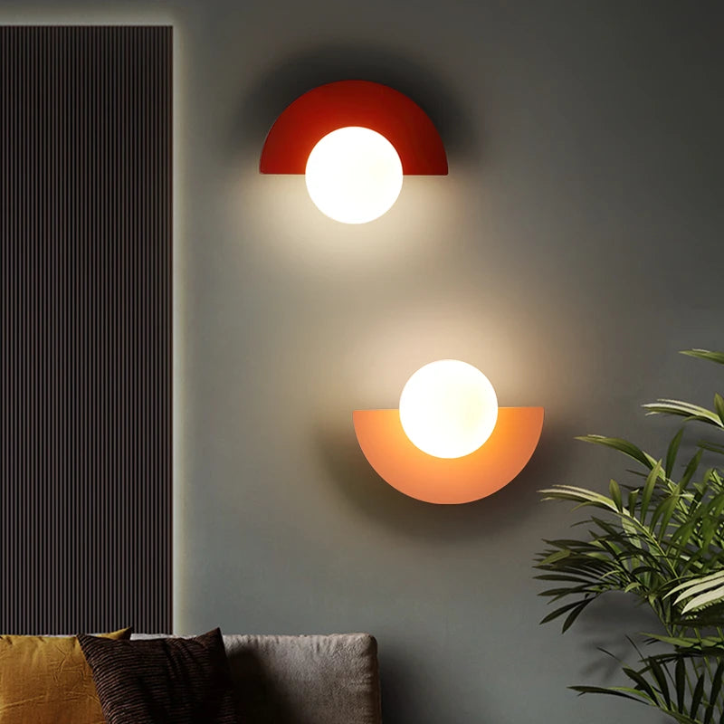 Background Home Decoration Wall Lamps Plastic Ball Lampshade G9 Bulb Round Sconce Light LED Bedroom Corridor Night Sconce Lustre