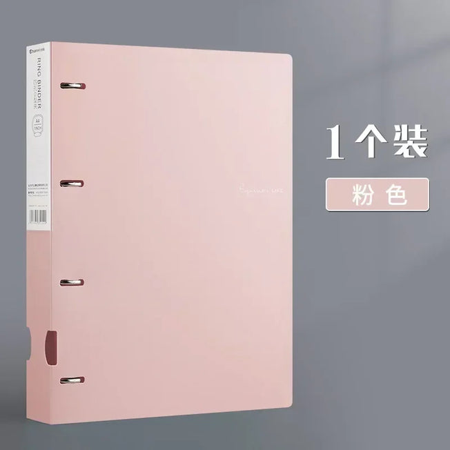 NEW Portable 4-Hole D-Type Folder A4 Plastic Storage Folder Loose-Leaf Storage Box File Bag Student File File Storage Box