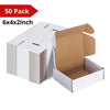50pcs Corrugated Paper Gift Boxes, 6x4x2 Inch Sturdy Cardboard Packaging,White Small Shipping Boxes for Crafting Gift Mailing