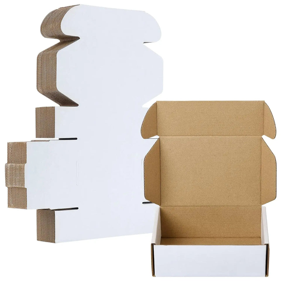 50pcs Corrugated Paper Gift Boxes, 6x4x2 Inch Sturdy Cardboard Packaging,White Small Shipping Boxes for Crafting Gift Mailing