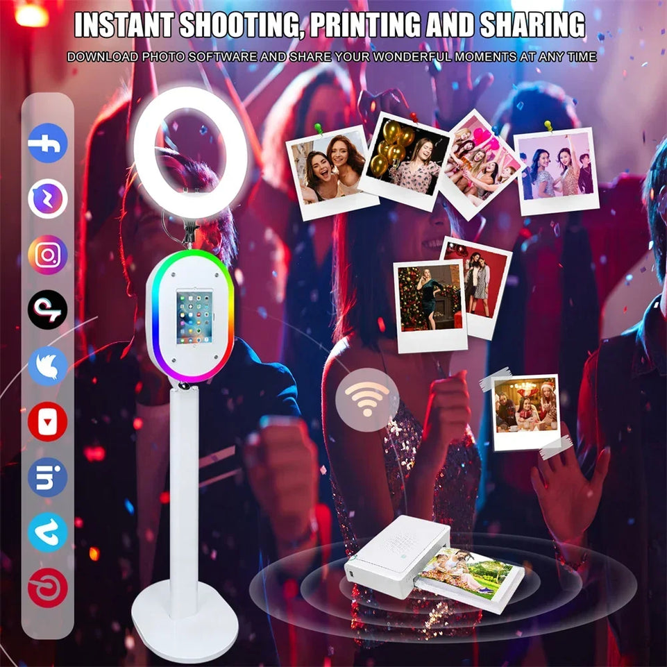 New Portable iPad Photo Booth Machine With Ring Light for 10.2/11/12.9 inch iPad Selfie Photobooth Machine for Party Wedding