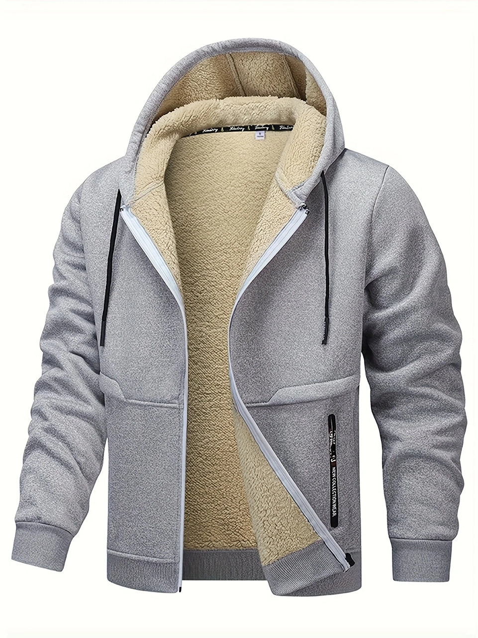 Winter Lambswool Zipper Hoodies Thicken Warm Jackets Long Sleeve Sweatshirts Casual Sports Fleece Black Coats Hooded Men Coat To