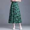 Women's Mesh Flower Skirt 2024 Spring Summer Lace Flocking Big Swing Elastic High Waist Fashion Elegant A-line Skirt Half skirt