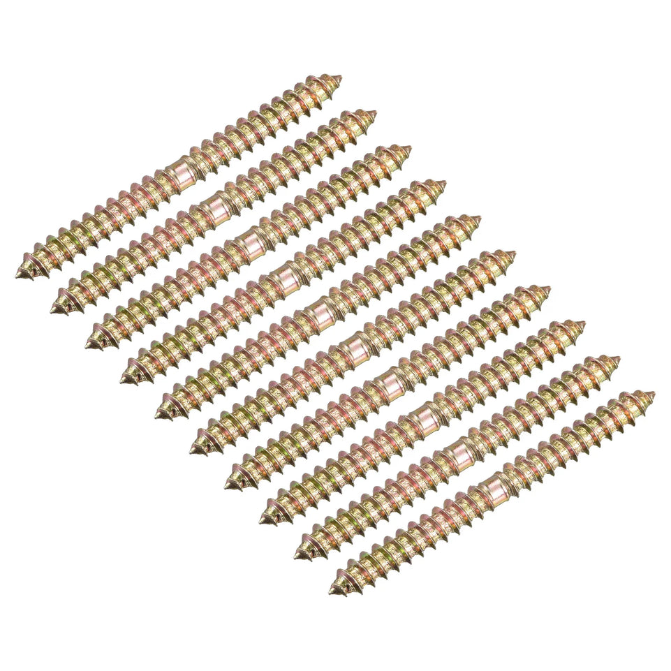 12-80pcs 4x25mm 4x30mm 5x40mm 8x50mm Hanger Bolts Double Ended Self-Tapping Thread Wood to Wood Dowel Screws for Wood Connecting