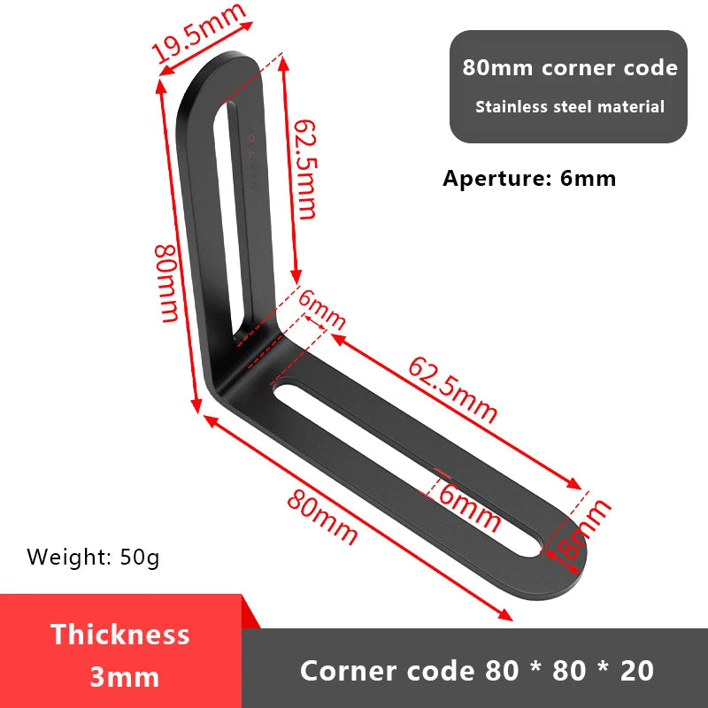 1Pc L-shaped Shelf Bracket Connector Stainless Steel Adjustable Angle Code Long Hole Activity 90 ° Right Angle Furniture Fixer