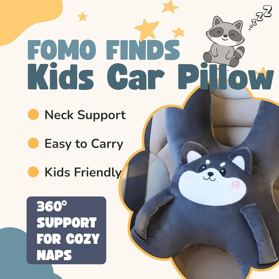 Car Cute Cartoon Pillow Car Mounted Child Sleeping Pillow Car Removable Comfortable Breathable Headrest Lumbar Support