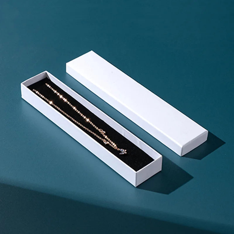 50pcs Black White Brown Kraft Paper Jewelry Gift Box Luxury Cardboard 7x9x3cm Bracelets Earrings Rings Necklaces Packaging Boxes