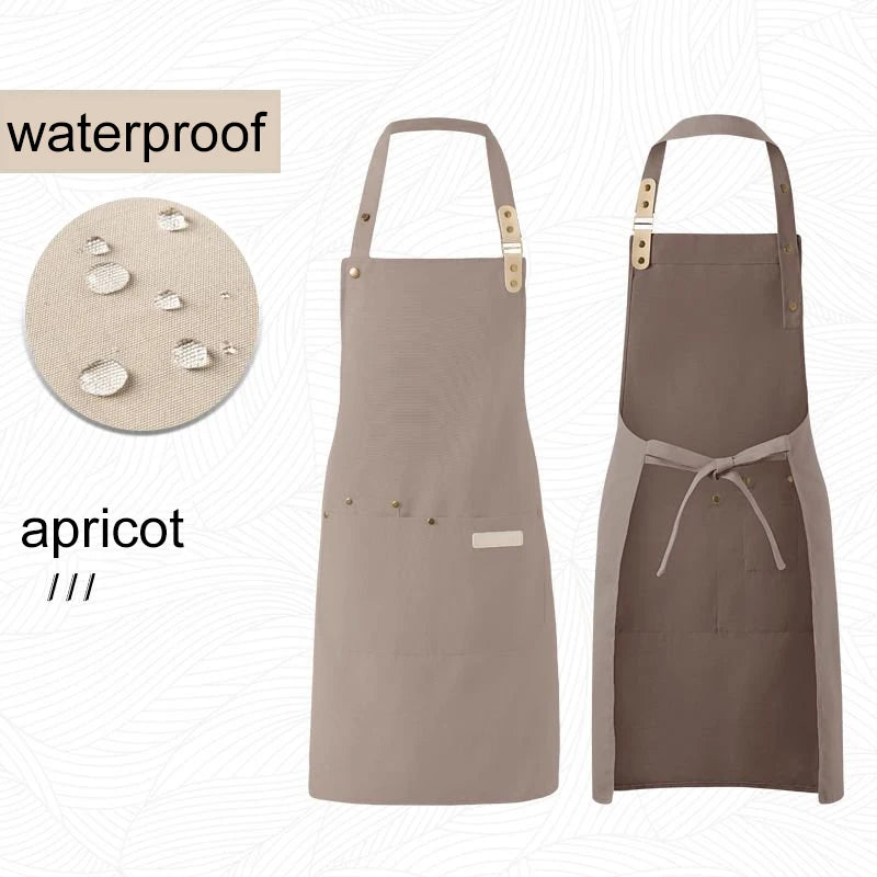 1 Piece Chef Apron Unisex Waterproof Canvas Durable for Restaurant Hotel Baking Beauty Salon Nail Art Kitchen Cooking