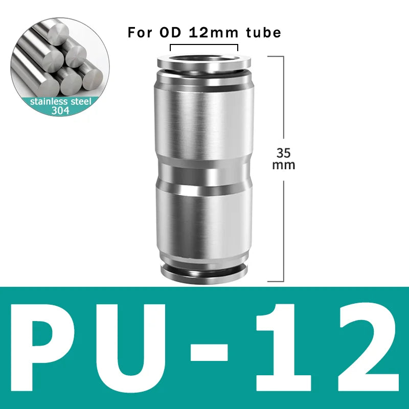 10pcs PU PV PE PY 304 Stainless Steel Metal Pneumatic Quick Coupling 4 6 8 10 12 High Pressure Air Pipe Fitting Quick Coupling