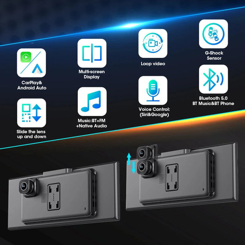 Develuck NEW 11.26 inch 4K DVR Wireless CarPlay and Android Auto Portable Dash Cam Car Screen Video Recorder 5G WIFI Navigation