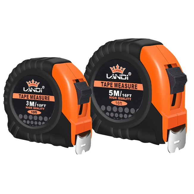 2Pcs Heavy Duty Tape Measure - 5m&3m Retractable Measuring Tapes with Rubber Cover, Metric/Imperial Scale for DIY, Construction