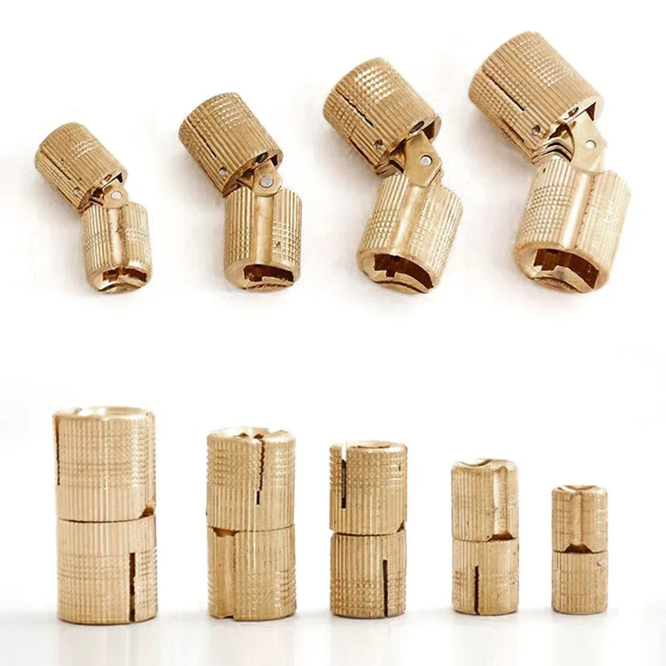 Copper Barrel Hinges Cylindrical Hidden Cabinet Concealed Invisible Brass Hinges Mount For Furniture Hardware 8/10/12/14/16mm