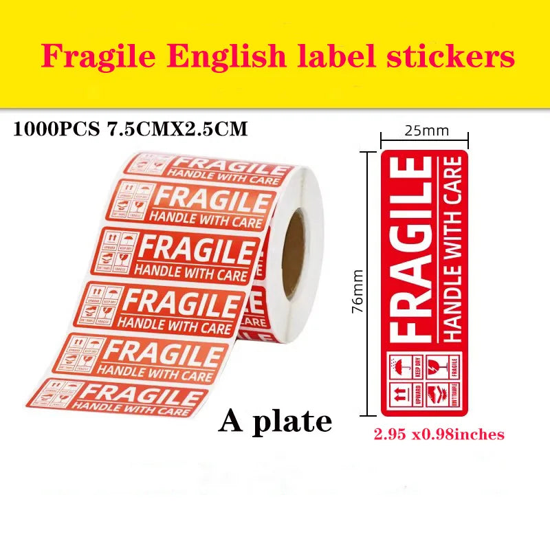 600PCS 130x70mm Fragile Stickers, Shockproof Warning Labels, Heavy Duty, Waterproof, for Shipping Boxes, Parcels, E-commerce