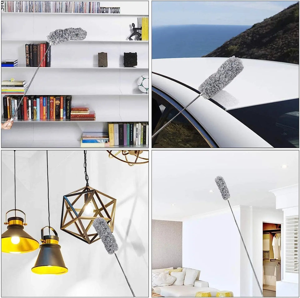 Dust Dusters With Extension Pole Retractable Dust Removal Brush Microfiber Dusting Brush Reusable Washable Ceiling Cleaning Tool