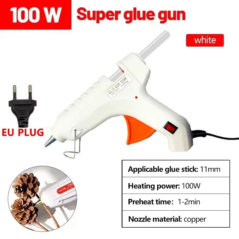 100W Hot Melt Glue Gun DIY Mini Household Industrial Guns Electric Repair Tool Use 11mm Glue  US plug Ships randomly  by style