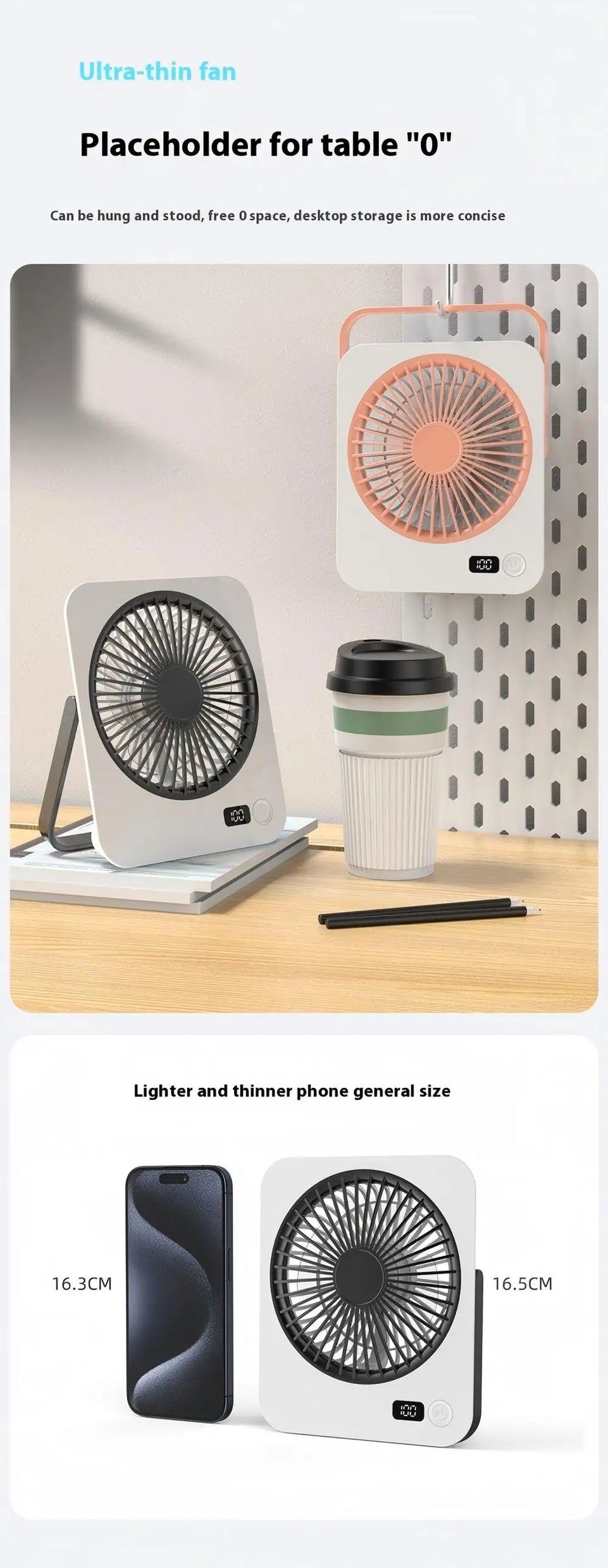 Desk Fan Table Cooling Fan 5-Speed Settings 1200mAh Personal Cooler For Women Men Home Bedroom Beach Camping Outdoor Travel
