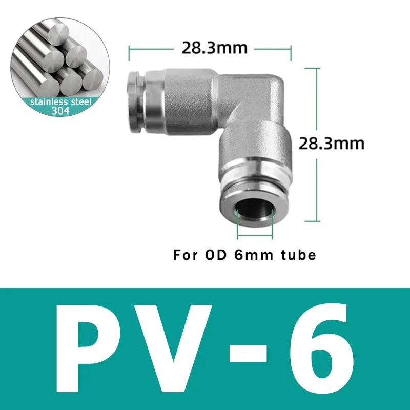 10pcs PU PV PE PY 304 Stainless Steel Metal Pneumatic Quick Coupling 4 6 8 10 12 High Pressure Air Pipe Fitting Quick Coupling