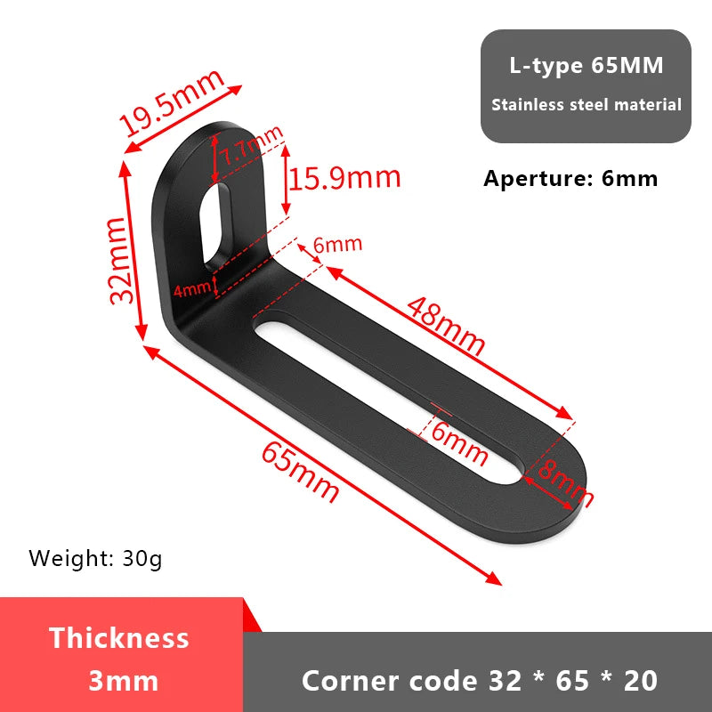 1Pc L-shaped Shelf Bracket Connector Stainless Steel Adjustable Angle Code Long Hole Activity 90 ° Right Angle Furniture Fixer