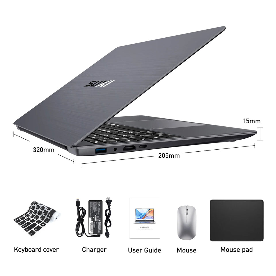 SUXI MantaBook Pro Laptop Intel N5095 14.1 Inch 16GB LPDDR4 RAM 256GB SSD Lightweight Business Computer Notebook FHD Fingerprint