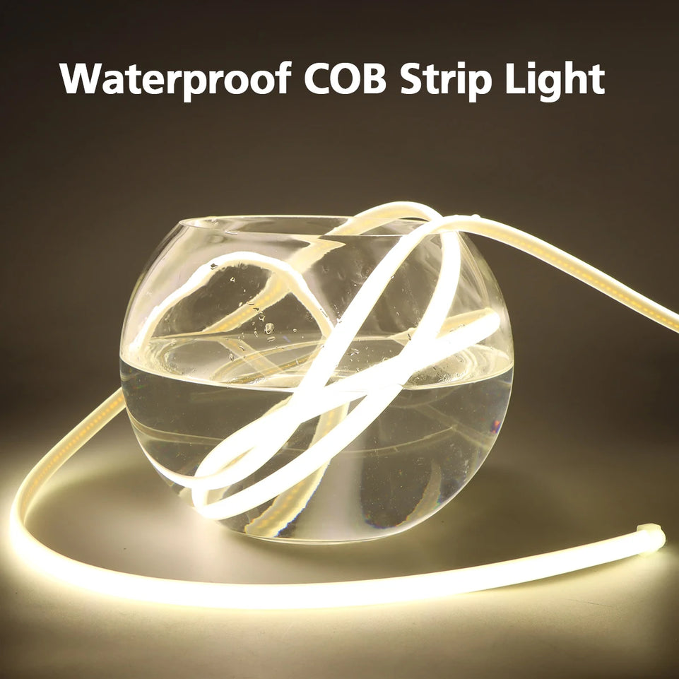 Waterproof Outdoor COB LED Strip Light 220V 110V EU US 288LEDs/M High Bright For Home Garden Billboard Swimming Pool Villa Decor