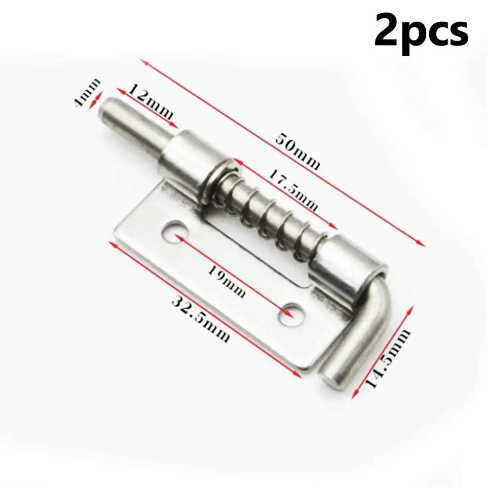 2PCS Spring Loaded Latch Pin 304 Stainless Steel Silver Window Cabinet Hinges Security Door Bolt Latch For Household Hardware