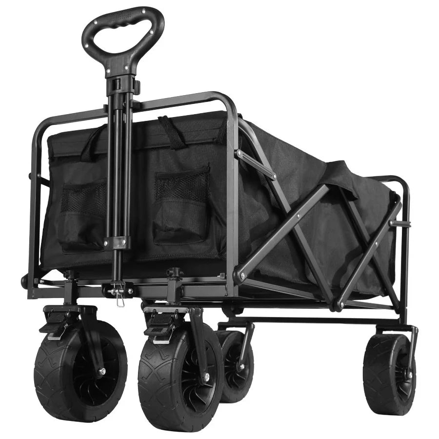Heavy Duty Outdoor Folding Wagon Cart Large Capacity Collapsible Utility Wagon Trolley Portable Garden Beach Camping Equipment