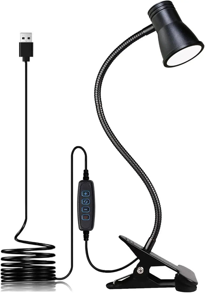 3Colors Horn Type LED Desk Lamp With Clamp Base Adjustable Gooseneck USB Clip Lamp Cupboard Desk Bedside Small Book Lamp