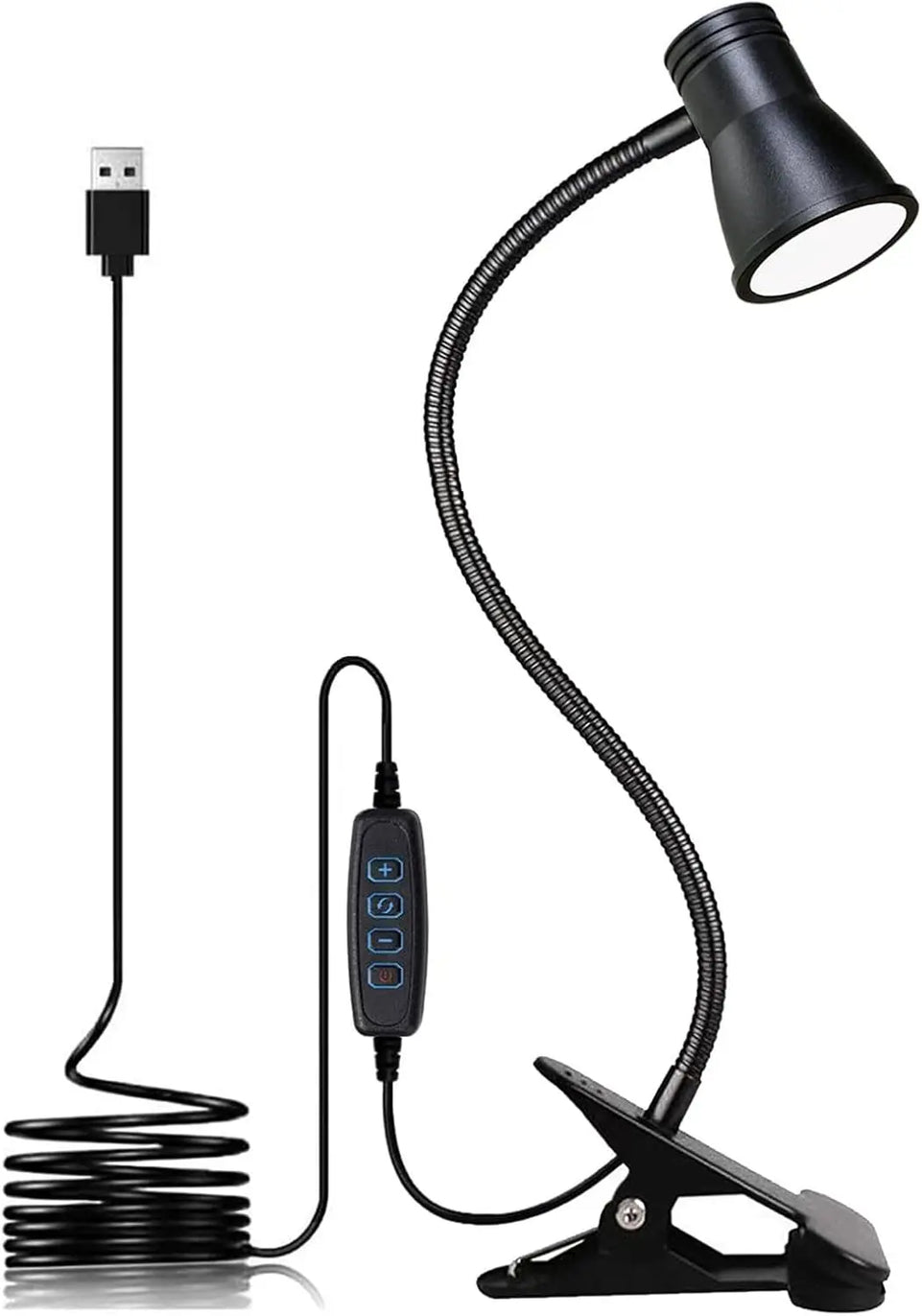 3Colors Horn Type LED Desk Lamp With Clamp Base Adjustable Gooseneck USB Clip Lamp Cupboard Desk Bedside Small Book Lamp