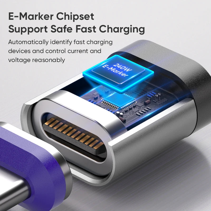 AUFU 240W Magnetic Adapter 24Pin USB4.0 Thunderbolt3 USB C To Type C Fast Charge Magnet USB C Converter Cable 8K USB OTG Adapter