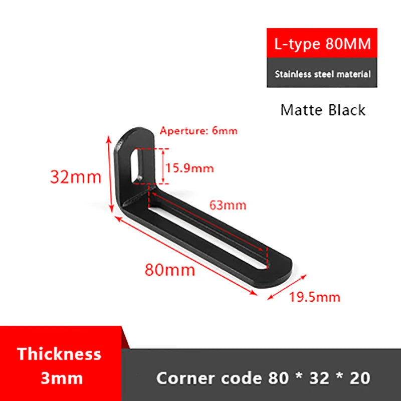 1Pc L-shaped Shelf Bracket Connector Stainless Steel Adjustable Angle Code Long Hole Activity 90 ° Right Angle Furniture Fixer
