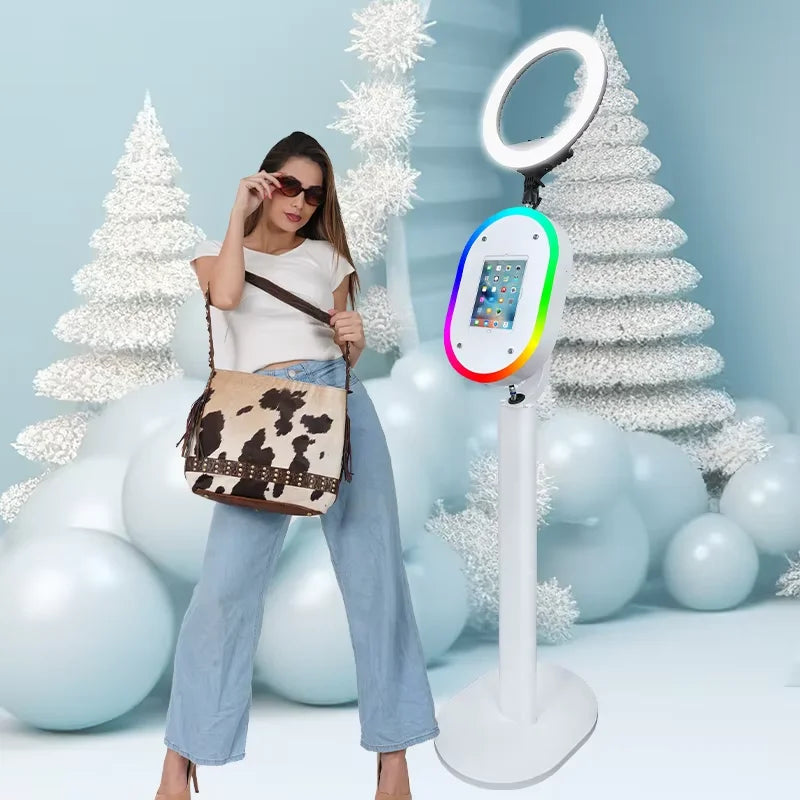 New Portable iPad Photo Booth Machine With Ring Light for 10.2/11/12.9 inch iPad Selfie Photobooth Machine for Party Wedding
