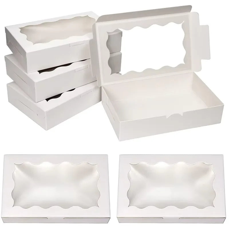 Wholesale Kraft Paper Cake Candy Boxes Rectangle Open Window Wedding Jewelry Chocolate Gift Packaging Box Baking Party Supplies