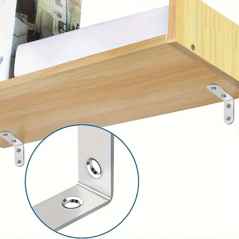A Set Of 50pcs,Including 10pcs 90-Degree Right-Angle Brackets With 40screws,L-Shaped Bracket Hardware For Wooden Shelves,Chairs